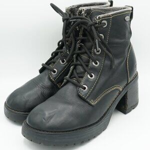 Vintage Skechers Chunky Heeled Black Leather Boots Women's Size 8.5